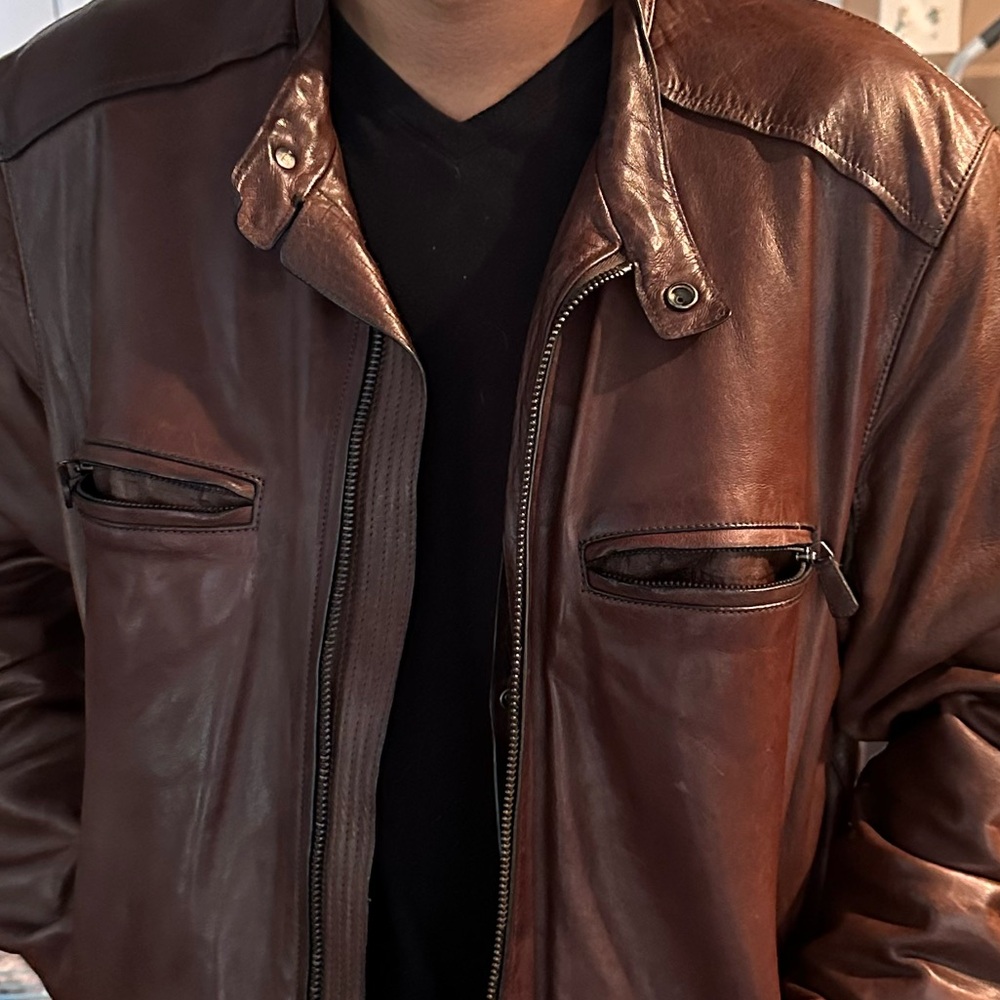 Coach men’s leather racer jacket